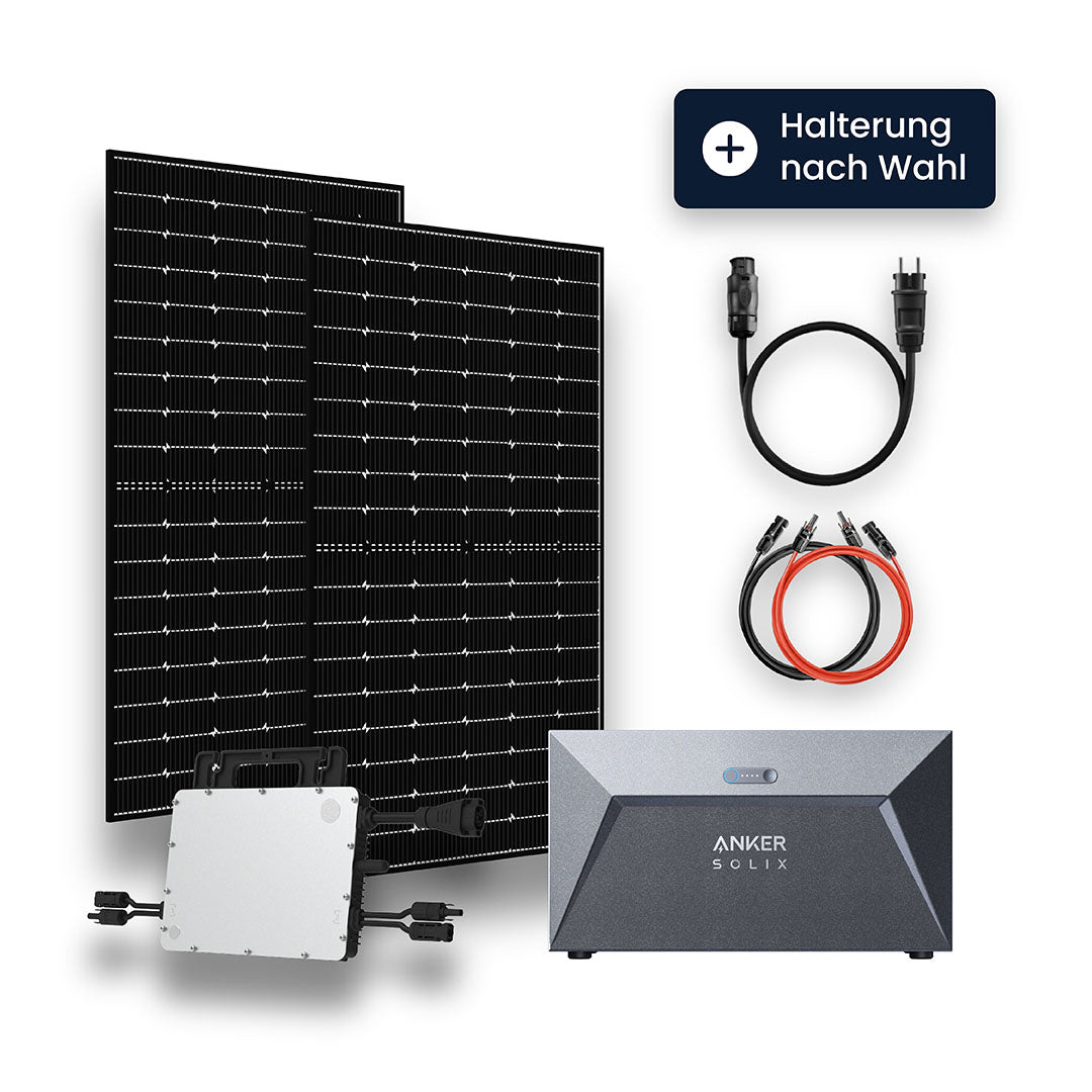 Balkonkraftwerk mit Speicher 840W (drosselbar) - 1,6kWh Speicher - voltd_energy