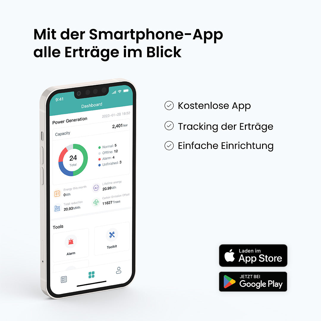 Balkonkraftwerk mit Speicher 840W (drosselbar) - 1,6kWh Speicher - voltd_energy