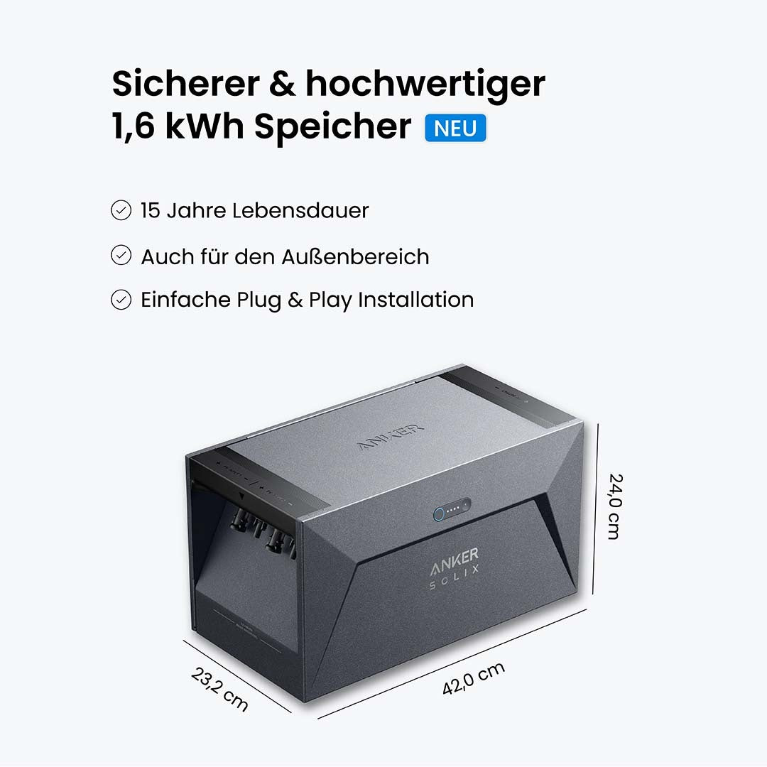 Speicher Balkonkraftwerk 1,6 kWh - Anker Solix Solarbank - voltd_energy