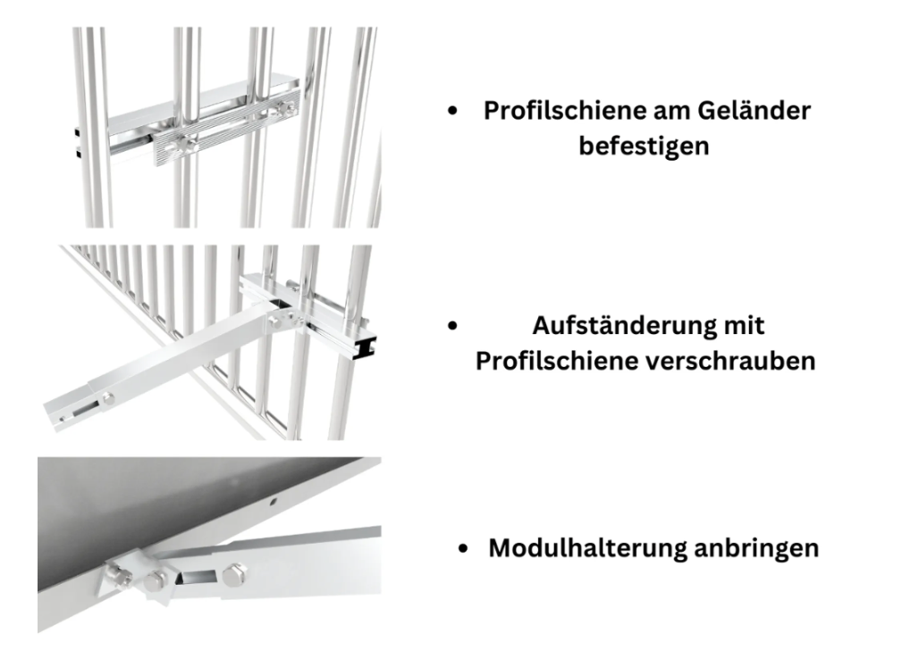 Angewinkelte Balkonhalterung für ein Modul - voltd_energy