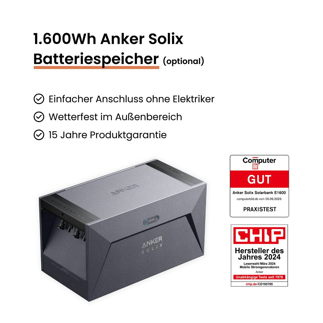 Voltd - Anker Solarbank E1600 - Balkonkraftwerk Speicher 1,6kWh